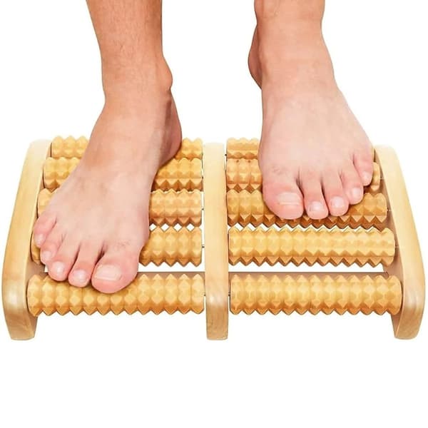 Traditional Wooden Roller Foot Massager Durable Natural Wood Design For Relaxation Stress Relief And Improved Blood Circulation wooden material